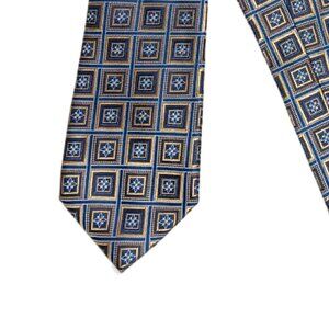 Jos. A. Bank Reserve Silk Tie Men’s 60” Navy Antique Gold Geometric Classic NWT